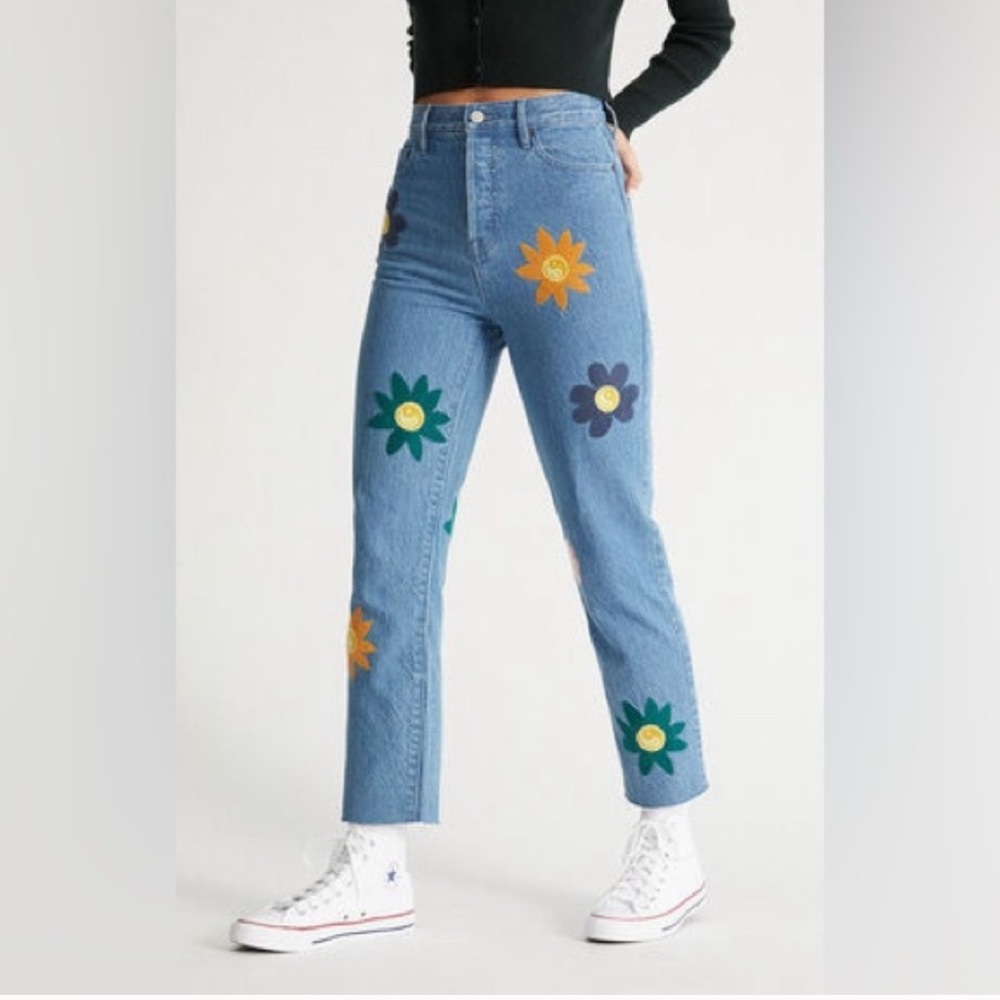 PacSun Blue Denim Embroidered Jeans